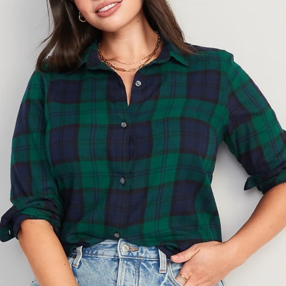 Old Navy Flannel Boyfriend Tunic Shirt